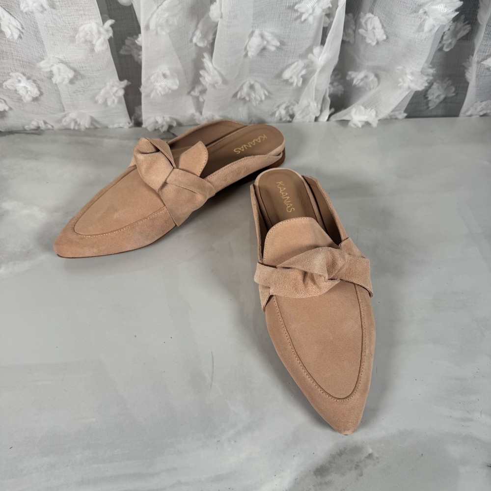 Kaanas Minsk Suede Turban Mules Knotted Vamp Pointed Toe Made in Colombia Size 9